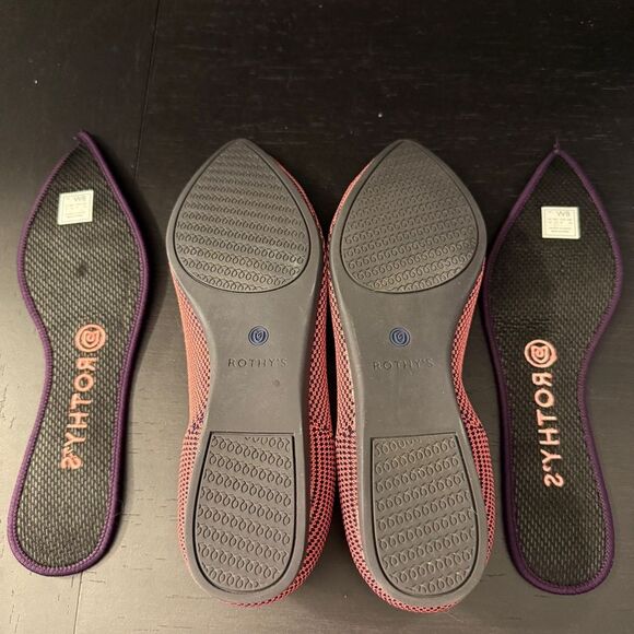 Rothy’s The Point Retired Optic Rose Double Stitch Ballet Flats Women’s Size 8
